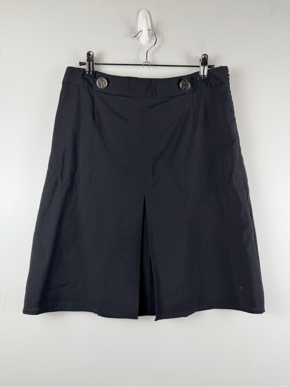 Tory Burch black wool front button skirt size 2